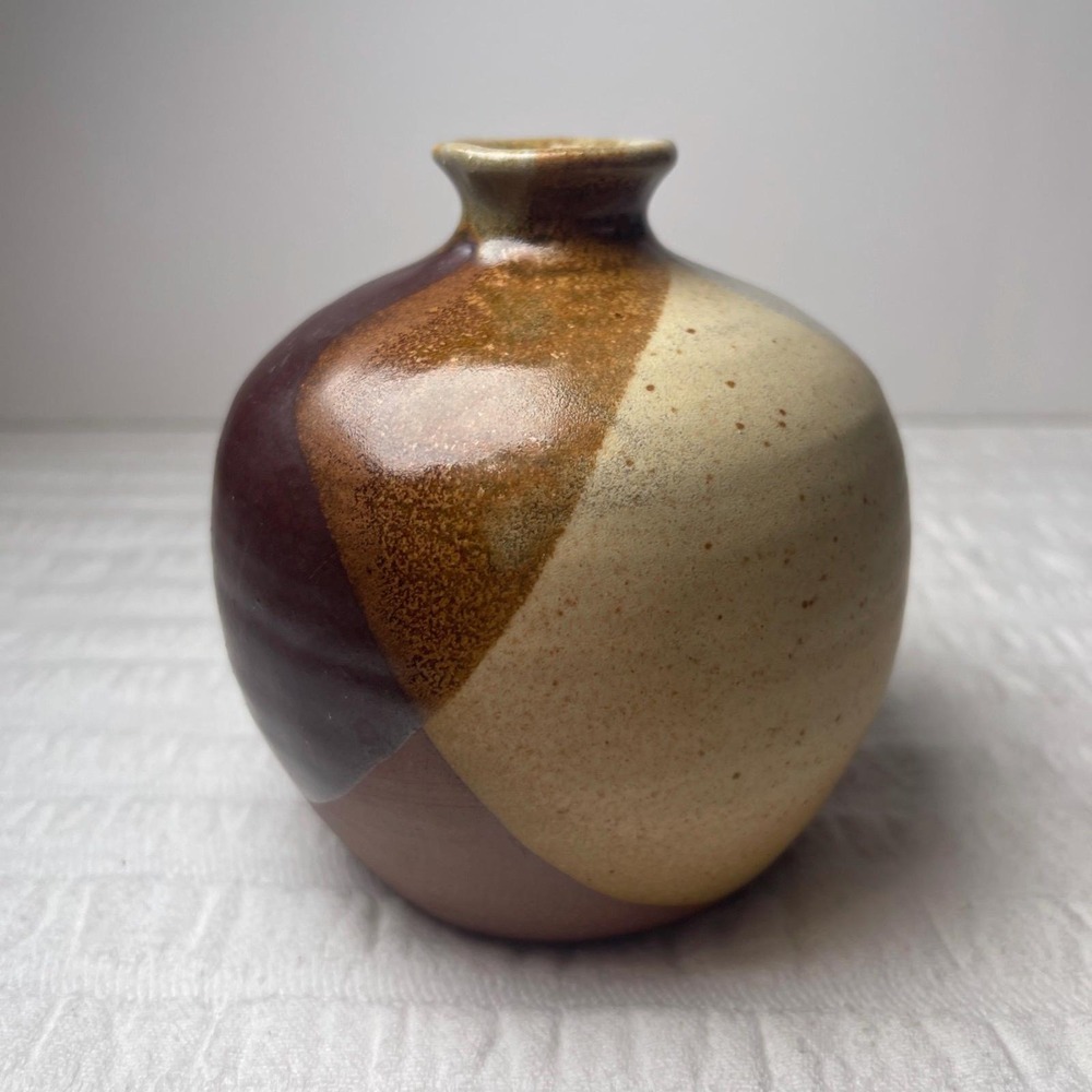 Vintage MCM Robert Maxwell 1960s Ceramic Art Pottery Bus Weed Vase 4 1/2in